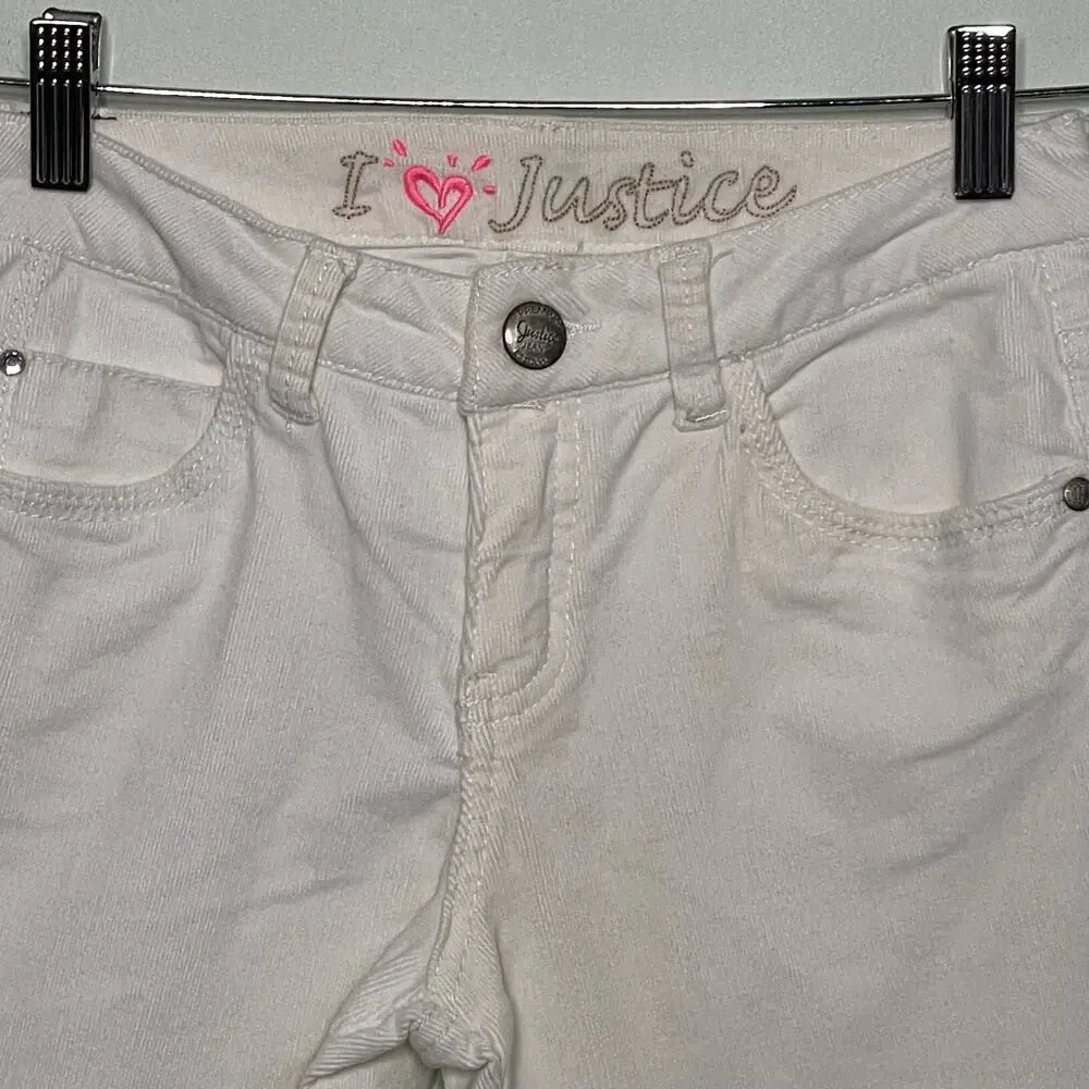 Girl's Justice Bootcut Corduroy  Jeans Low‎ Rise Cotton Blend Stretch White 12 R